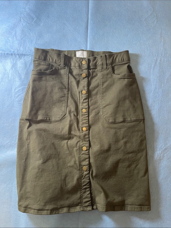Caslon Dresses & Skirts - Caslon Olive Green Button-Front Midi Skirt